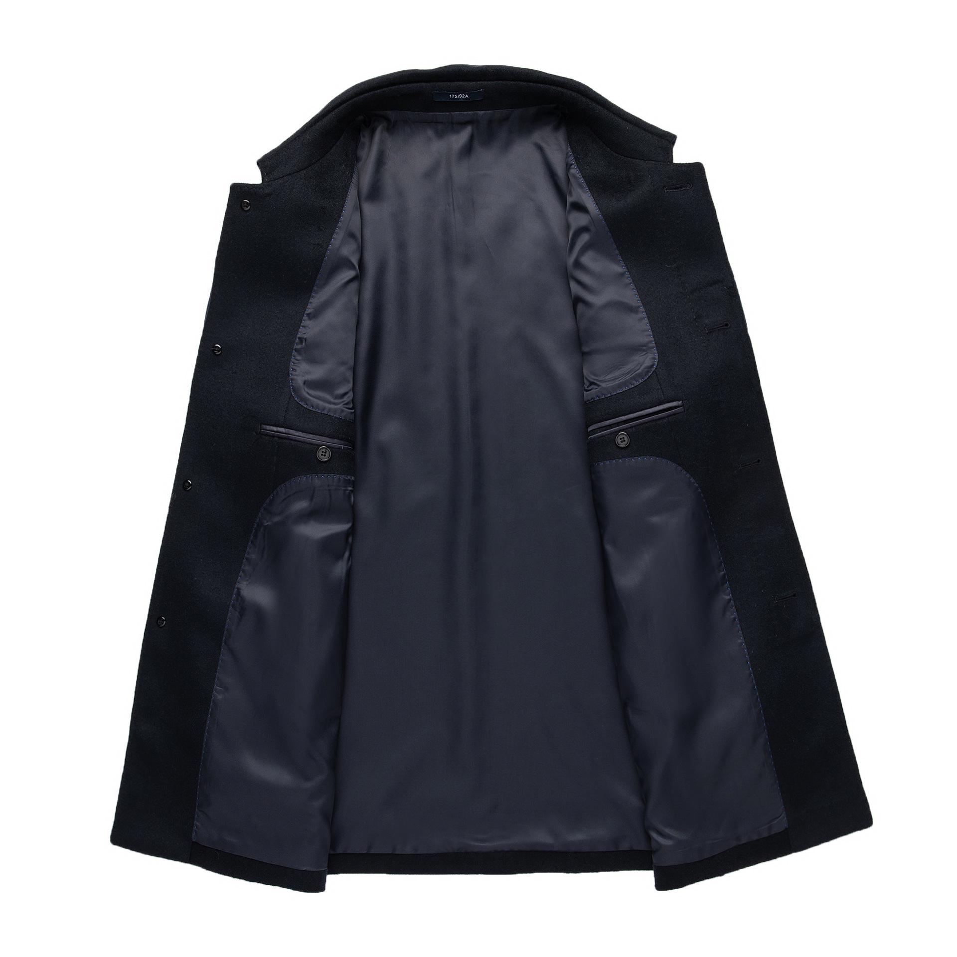 

Мужское шерстяное пальто средней длины с гусиным пухом для осени и зимы - Кашемировое пальто для мужчин среднего и пожилого возраста XXXXL