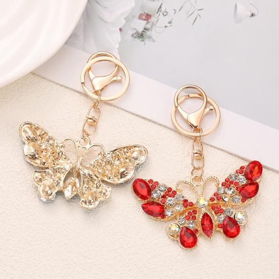 Colgante para Llavero Brillantes Pedrería Diseño de Mariposa Llavero con Cierre de Pinza de Langosta Mochilas Bolsos de Coche Accesorio Decorativo