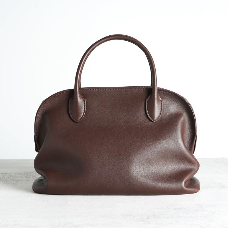 Minimalist Style Protective Ball Bag Inside And Outside Full Leather Armpit Bag Women's Versatile Casual Real Leather Handbag