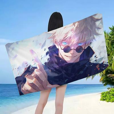 Popular Anime J-jujutsu K-kaisen Gojo Satoru Beach Towel Colorful Bath Towels for Girl Microfiber Quick Dry Custom Sand