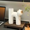 Nordic Ceramic Cute cat shape Minimalist Vase Home Dining Table Living Room Bedroom Office Tabletop Decoration, Flower Ware, 1Pc