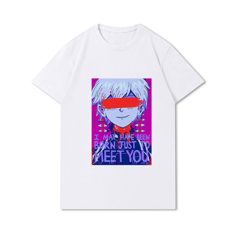 Pánská trička s potiskem Evangelion nadměrných velikostí Bavlněné topy Letní Anime Neformální Černá trička
