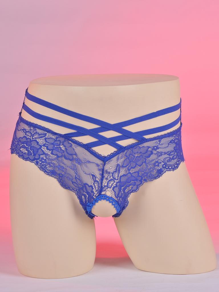 Women Mens Mesh Lace Sheer Briefs Cross-Dressers Femboy Sissy Lingerie Crotchless Panties Low Rise Hollow Out Low Rise Underwear