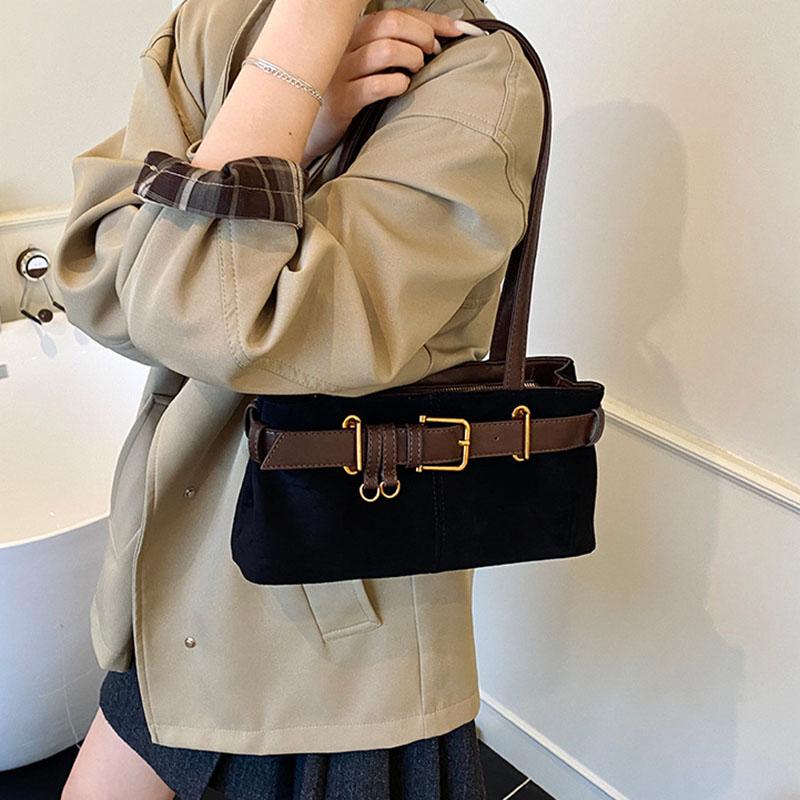 Korean Retro Suede Underarm Bag Autumn Winter New Fashi Shoulder Bag Large Capacity Commuter Handbag