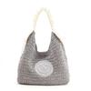 Cuco SMILEY Perlenstickerei Rüschenhenkel Papierkorb Tasche 2513112703 Grau (012)