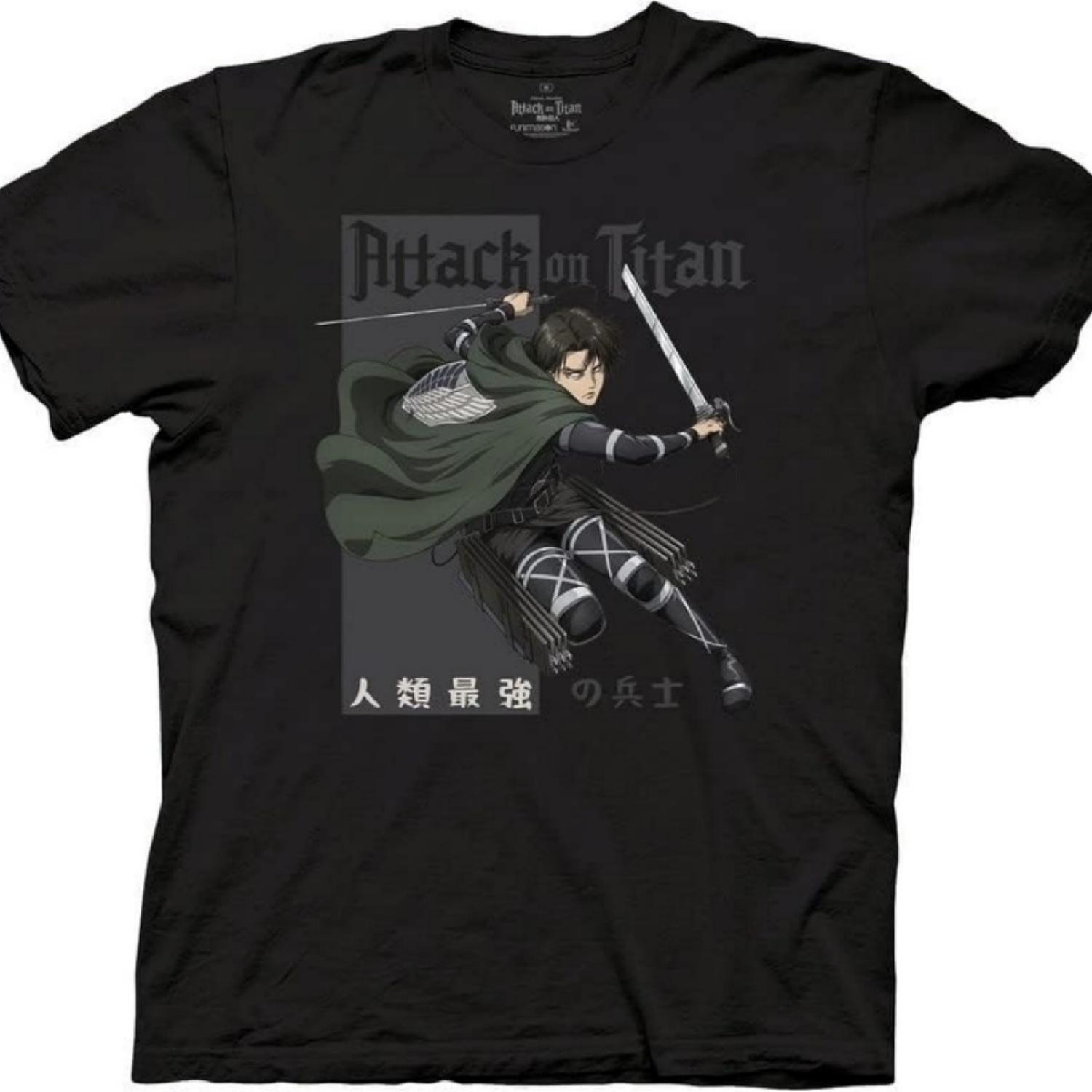 

Ripple Junction Attack on Titan Мужская футболка с коротким рукавом Леви Аккерман Сильнейший солдат человечества Официально лицензировано XXXXXL чёрный