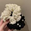 Hair Tie Pleated Texture Imitation Pearls Embellishment Hair Rope Strong Ponytail Holder Buns
