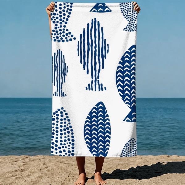 Fischmuster-Design auf Strandtüchern ist perfekt für Strand, Schwimmbäder, Reise-Camping, Yoga, zum Trocknen in der Sonne, Sandfrei, Schnelltrocknend