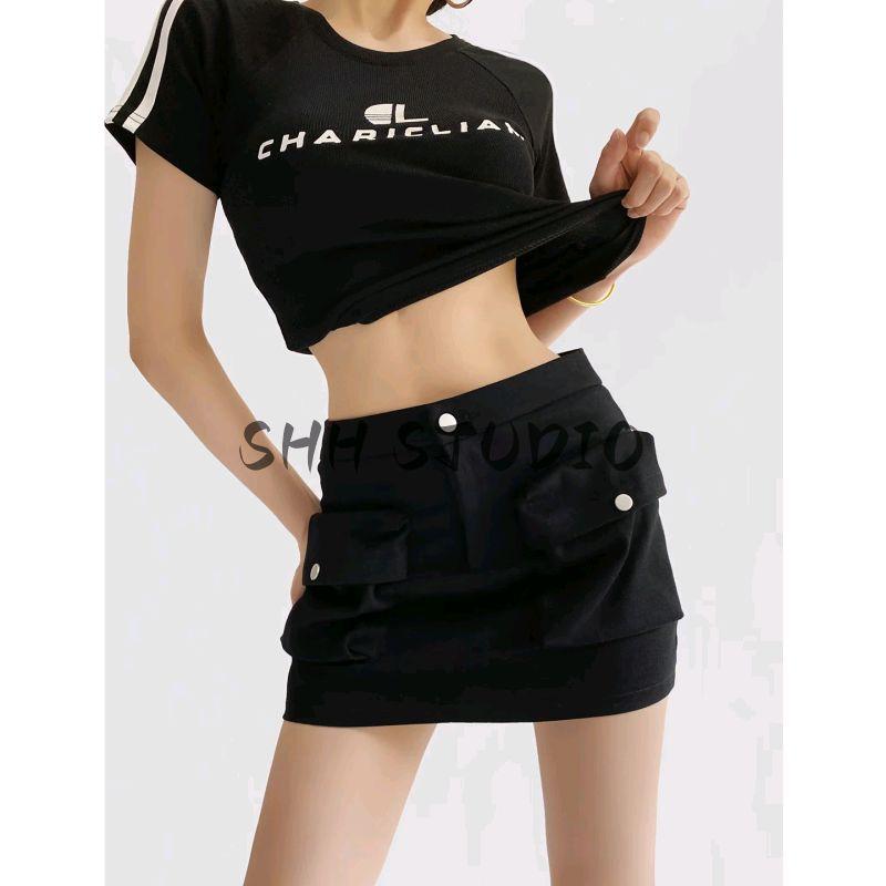 Summer New Women Clothes American Vintage Three-Dimensional Pocket High Waist A Word Anti-exposure Slimming Short Overalls Skirt