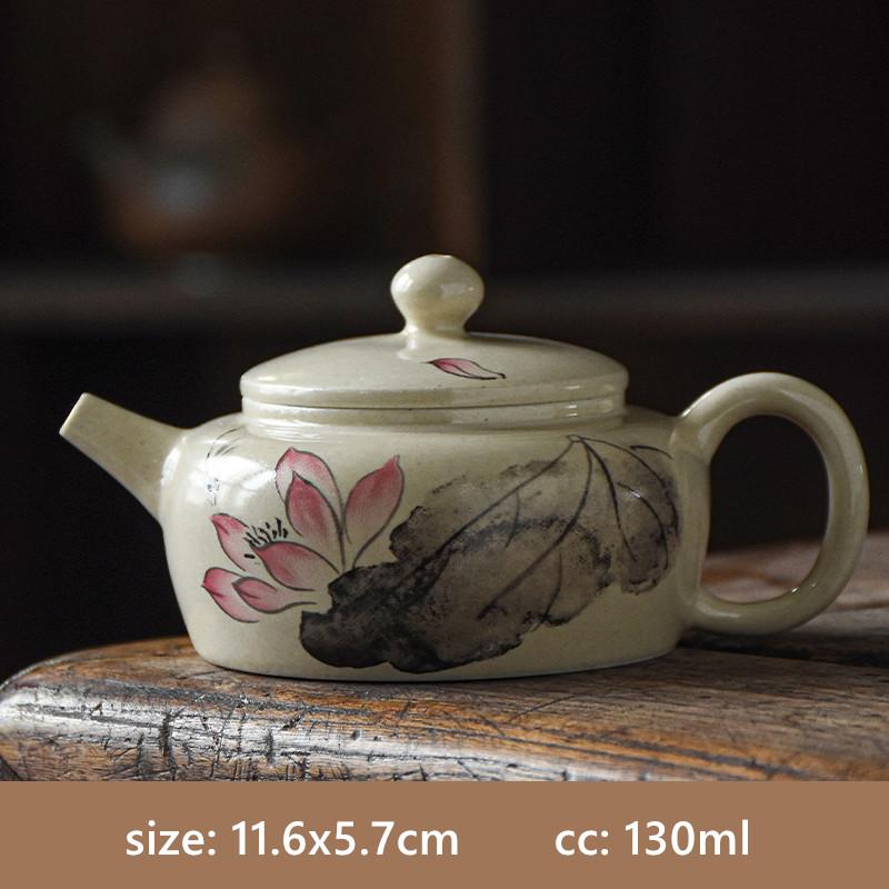 Exquisita Tetera de Cerámica Pintada a Mano Loto Tetera Xishi Filtro de Agujeros de Bola Infusor de Té de Belleza Suministros Tradicionales para la Ceremonia del Té