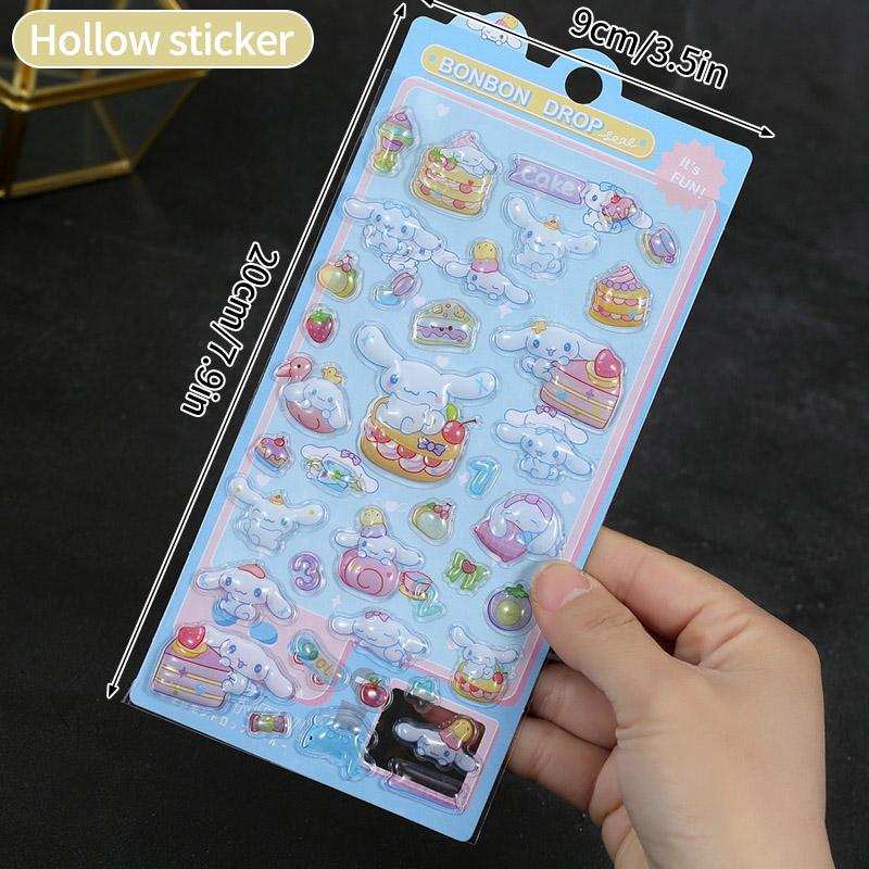 Sanrio Cartoon Sticker Hello Kitty Kuromi My Melody Aesthetic Sticker Cinnamoroll DIY Scrapbook Bonbon Drop Decal Party Favor