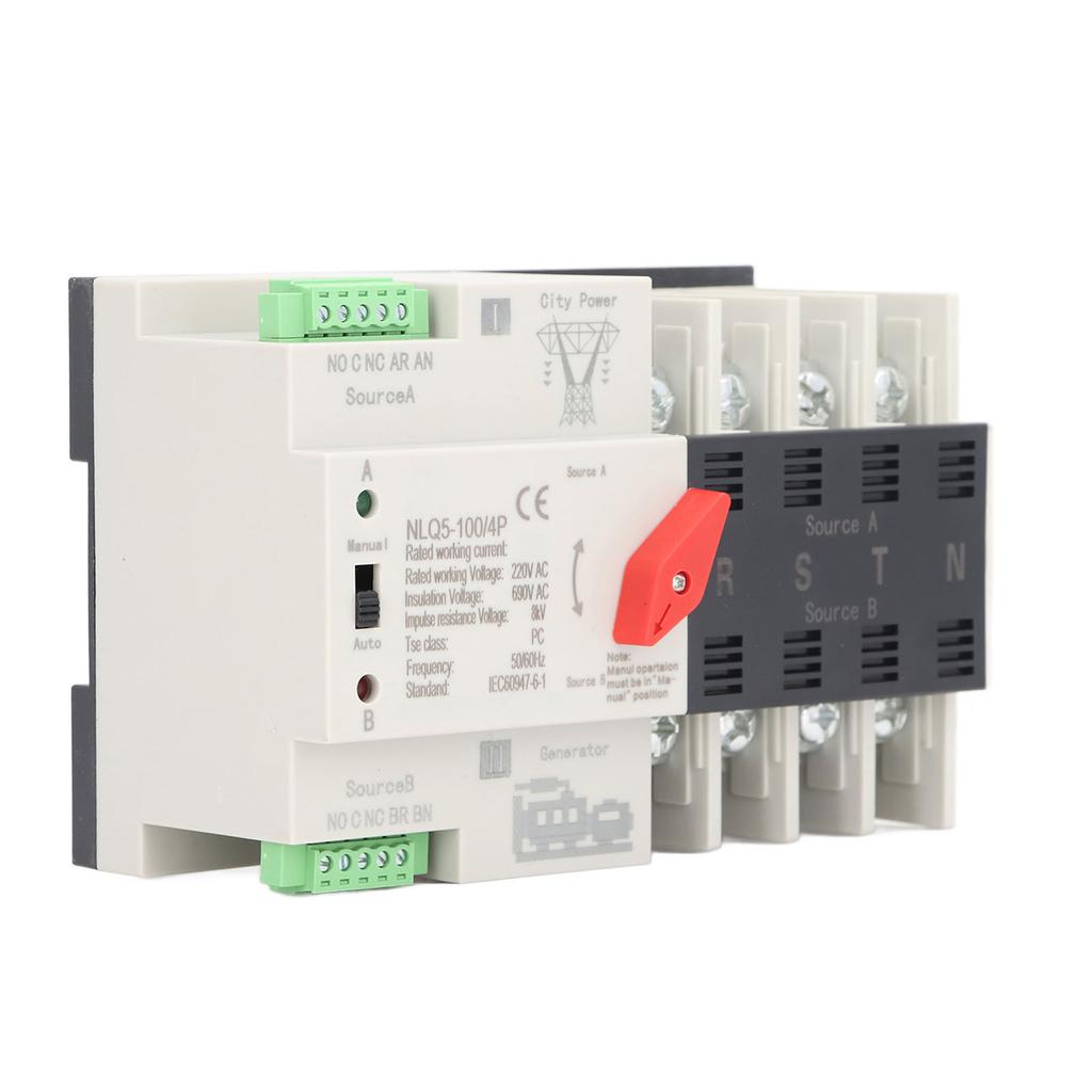 AC220V  Power Automatic Transfer Switch 4P Millisecond Switching Generator Changeover Switch ATS