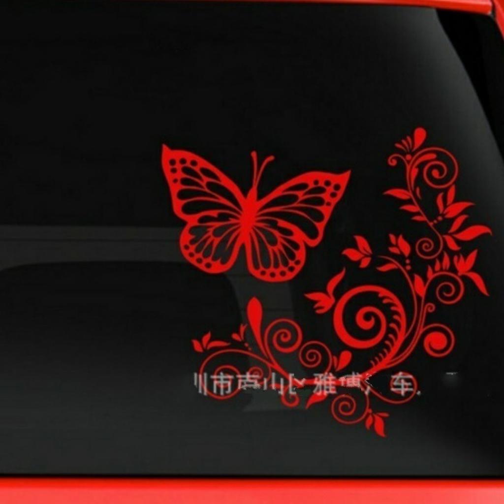 New Butterfly Flower Car Stickers Car Body Car Styling Removable Waterproof Stickers