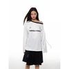 Women's Casual Sports Training Wear Thelight Black and White Satin off-Shoulder Jersey Long Sleeves T-shirt Dark Stripes Tops