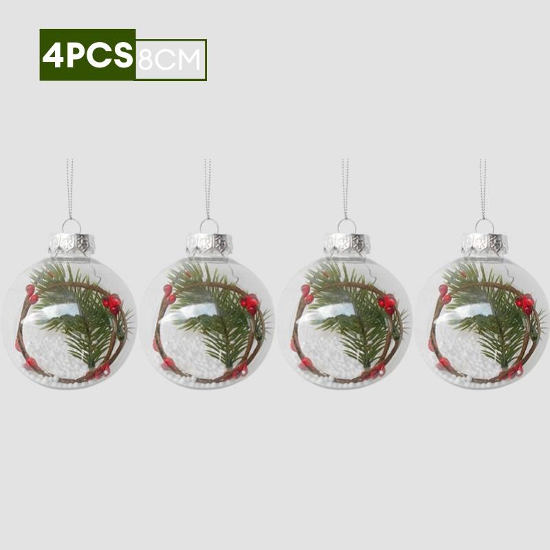 1~8pcs Clear Plastic Christmas Ball Ornaments Xmas Tree Hanging Pendant 2025 Christmas Home Decoration Gifts