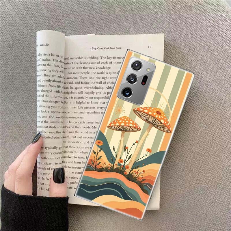 Boho Hippy Mushroom Sunrise Phone Case for Samsung A17 A37 A57 A54 A14 A24 A34 A07 A04S A02S A12 A22 A32 A52S A16 A26 A36 A56 A7