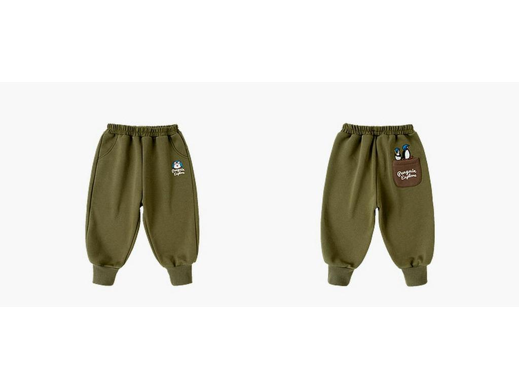 Cartoon-Taschen-Winterhose mit Samtfutter – Verdickte Freizeit- und Sportbekleidung für Jungen und Mädchen