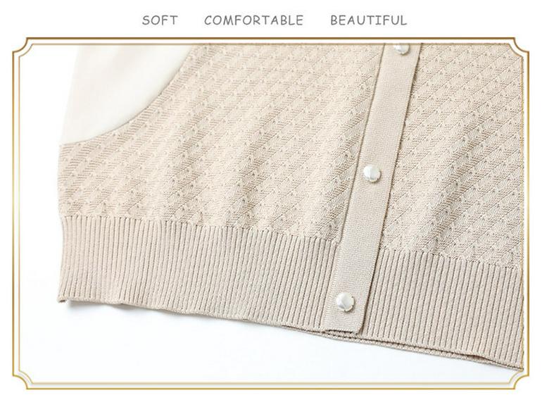 Mother's Spring Style: Gauze Sleeve Knit Top with Hot Drill and Nine-Point Sleeves for Middle-Aged Women