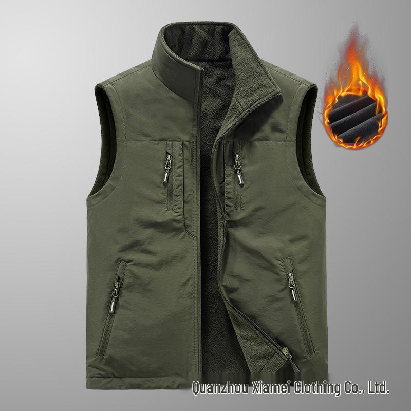 Men's Reversible Autumn/Winter Vest - Youth Outdoor Loose Fit Plus Size Sleeveless Gilet (1806A)