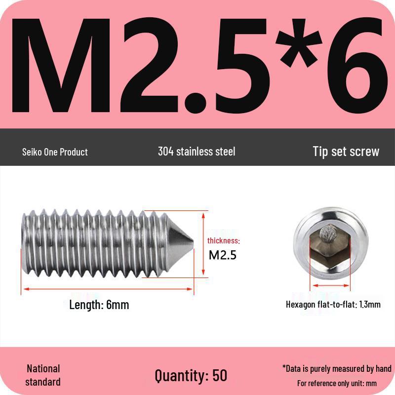 304 Stainless Steel Internal Hex Set Screw | Headless Grub Screw M2-M16