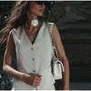 2025 frühling Sommer Casual Frauen Einfarbig Anzüge Mode Vintage V-ausschnitt Einreiher Westen Elastische Taille Lange Röcke Weibliche Sets