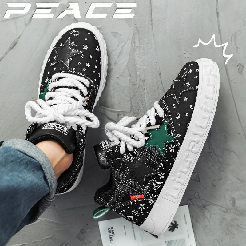 2024New Men's High Top Star Shoes, Trendy and Versatile Casual Shoes, Wear-resistant and Personalized Lace Up Canvas Board Shoes