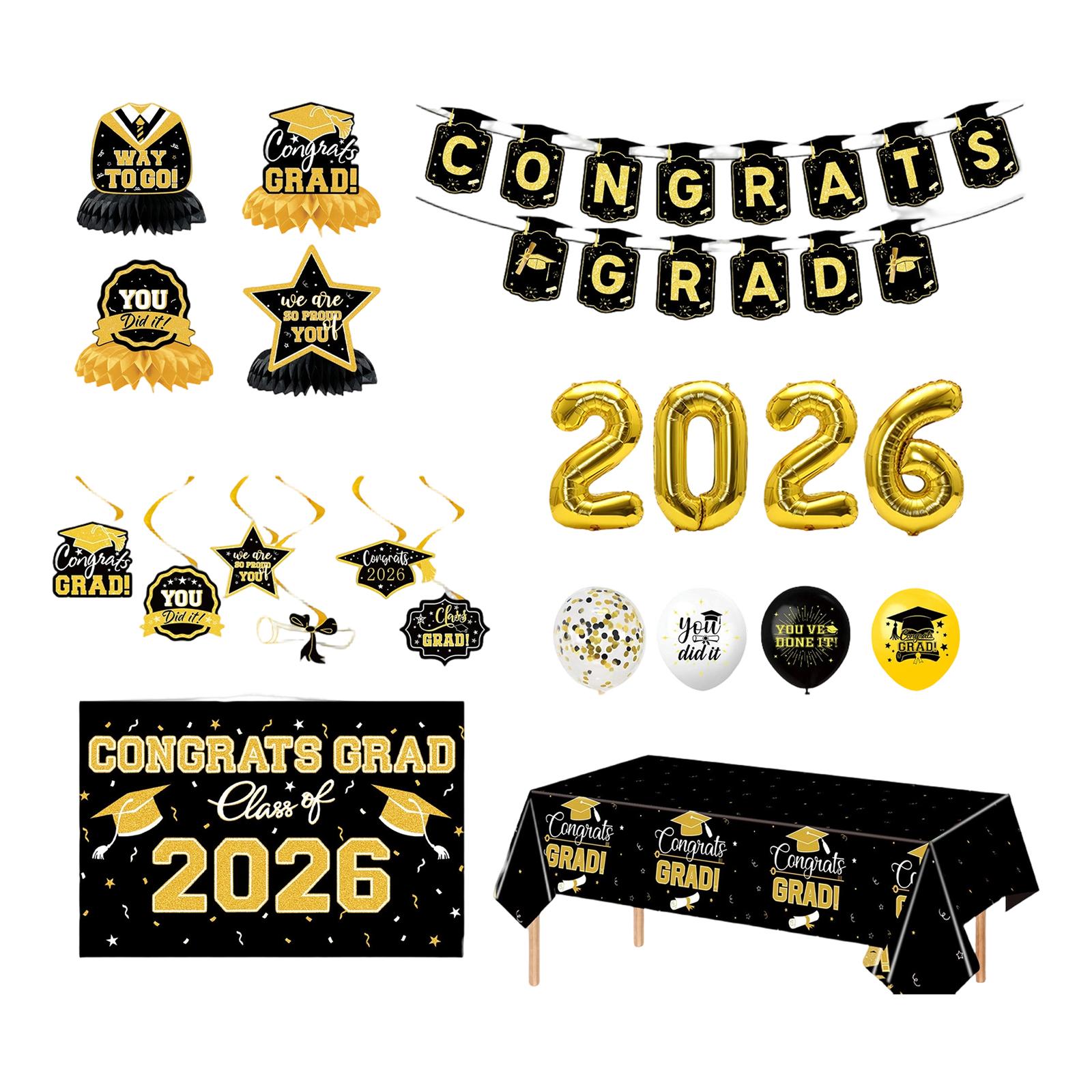 Graduation  Party Decoration Graduation  2026 Graduation Party Decoration Background Banner чёрный