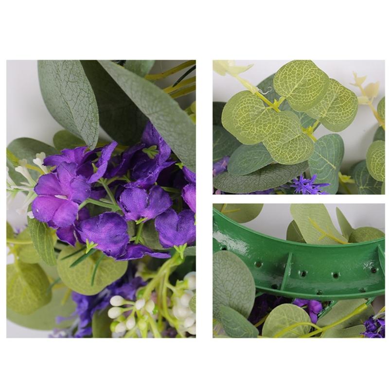 Purpler Flower Wreath Artificial Summer Wreath for Front Door Farmhouse Wedding Garden Indoor and Outdoor Decorations