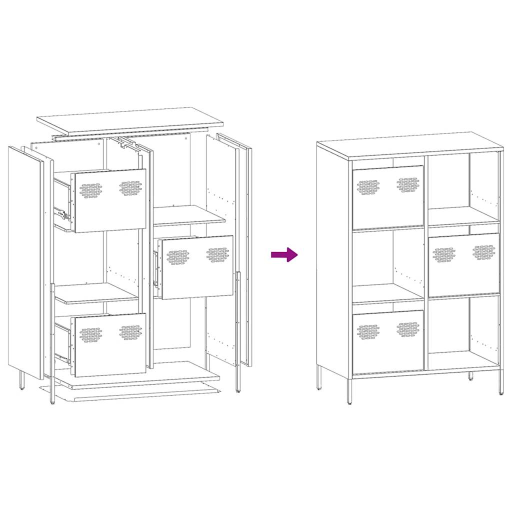 Highboard White 68x39x103.5 cm Steel