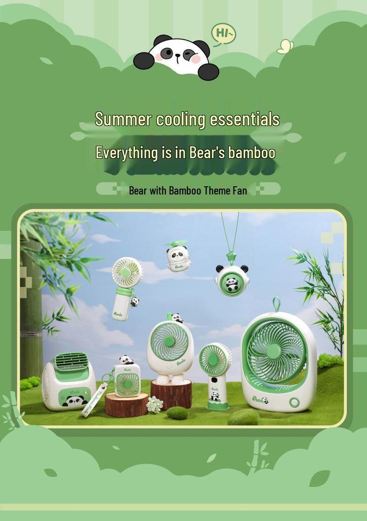Panda Mini USB Keychain Fan: Portable, Rechargeable Handheld for Students