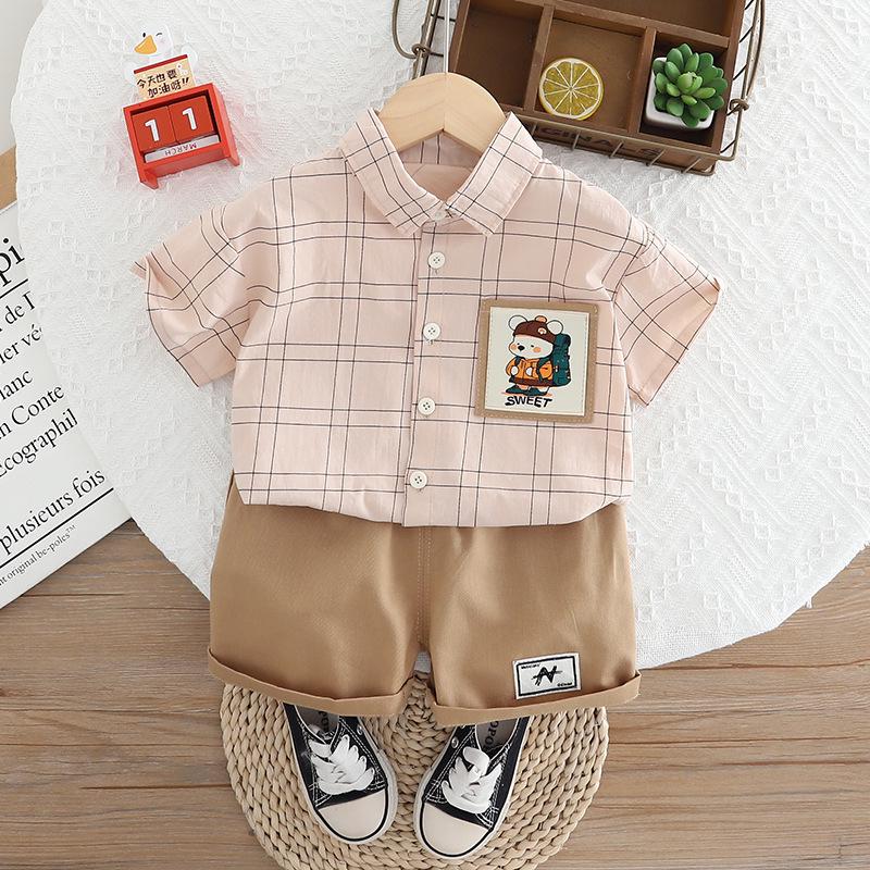 

Boys Long-Sleeve Plaid Shirts - Toddler Spring & Autumn Fashion Outerwear 120 cm розовый