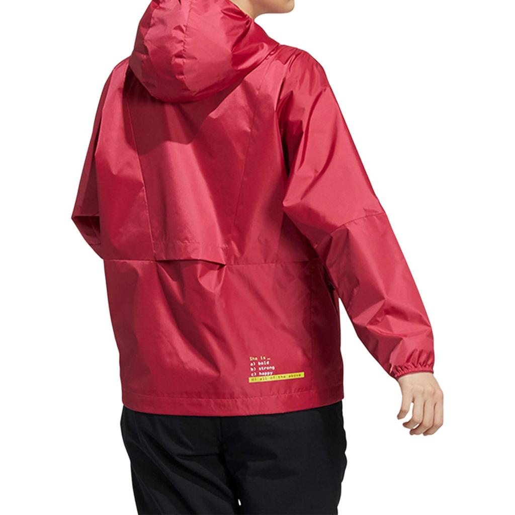 Adidas Terrex Solid Color Printed Letter Zip-Up Hooded Long Sleeve Jacket Women jackets Red GN7557