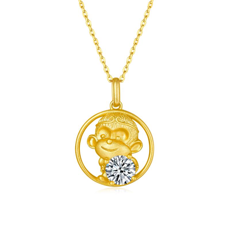 

Heroism Will 100% 925 Sterling Silver Moissanite Unique Monkey Pendant Necklace Fine Jewelry