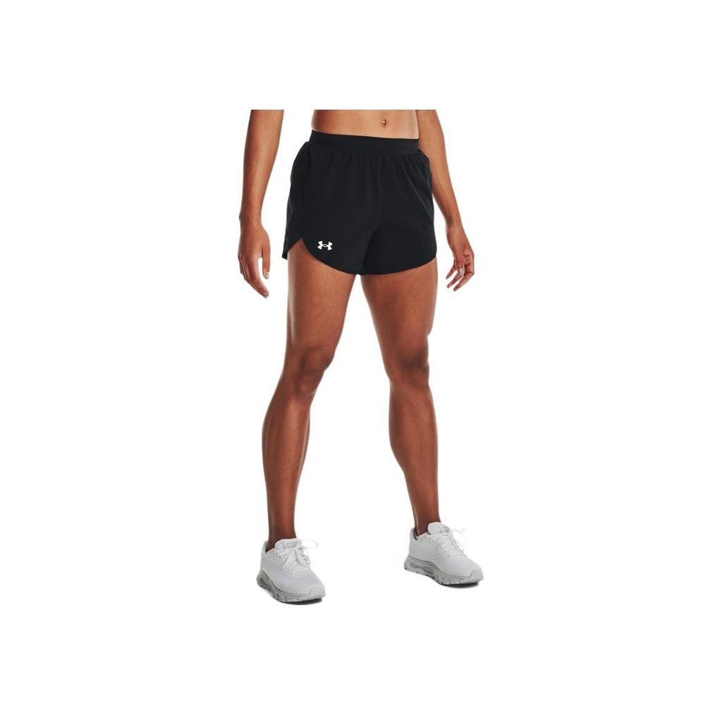 Under Armour Fly-By Elite Logo Bedruckte Gesäßtasche mit Reißverschluss Elastischer Bund Solide Gerade Lässige Shorts Damen Shorts Schwarz 1369766-001