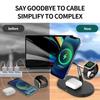 NEW Magnetic Wireless Charger Stand For iPhone 16 15 14 13 12 Pro Apple Watch 9 8 Airprods 3 In 1  Fast Charging Station