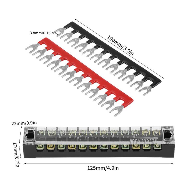 600V 15A Screw Terminal Block Dual Row 12 Positions 600V 15A Screw Terminal Block Pre ulated Terminal Barrier Strip
