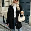 Giacca Cardigan da Donna con Cappuccio in Velluto a Coste Manica Lunga Monopetto con Tasche per Autunno Inverno