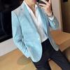 Fashion Suit Coat Men's Slim Fit Velvet Elegant Blazer Coat Business Casual Wedding Suit