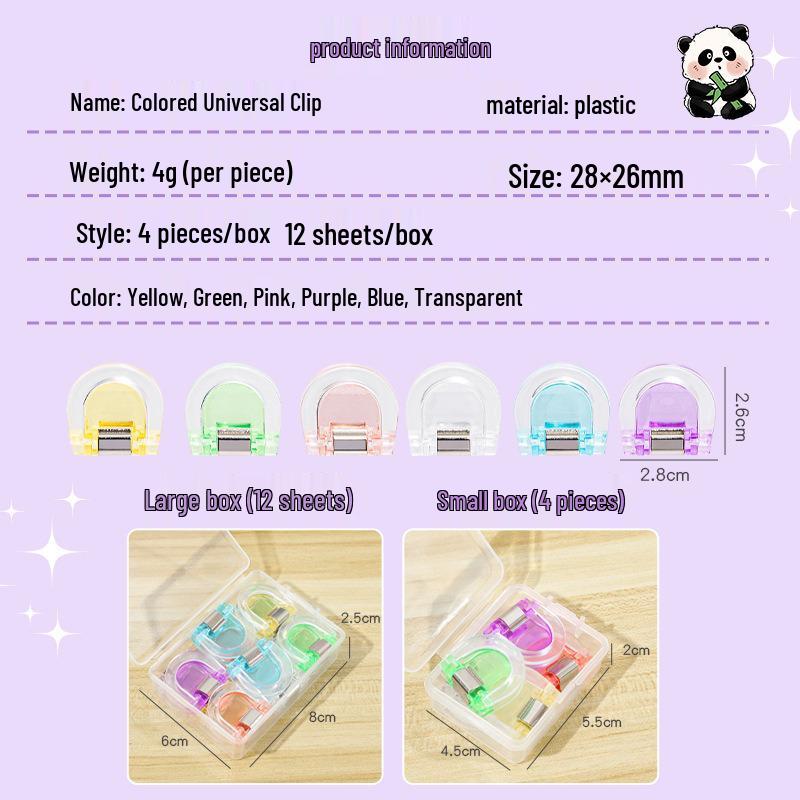 Colorful Transparent D-Type Universal Mini Clip for Documents and Photos