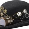 Adjustable Goggles Attached Wool Top Hat Steampunk Magicians Hat Costume Accessory For Men Women Theme Event Dressingup