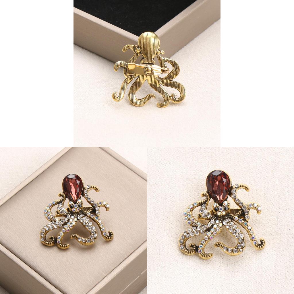Ocean Series Octopus Animal Brooch With Rhinestone Embellishments For Fashion Office Women