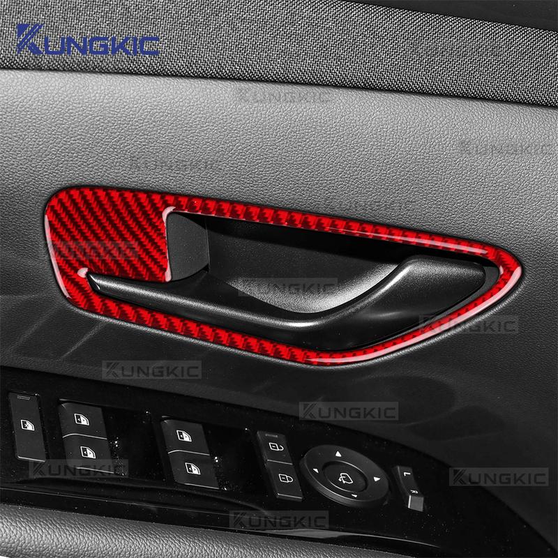 Real Soft Carbon Fiber Sticker For Hyundai Tucson NX4 2022 2023 2024 2025 2026 2027 Car Interior Door Dandle Frame Interior Trim.