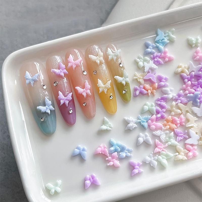 50 Stück Glitzernde Nägel Schmetterlingsformen Nagelkunst Designs Charms Schmuck Für Luxus Nagelkunst 3D Accessoires