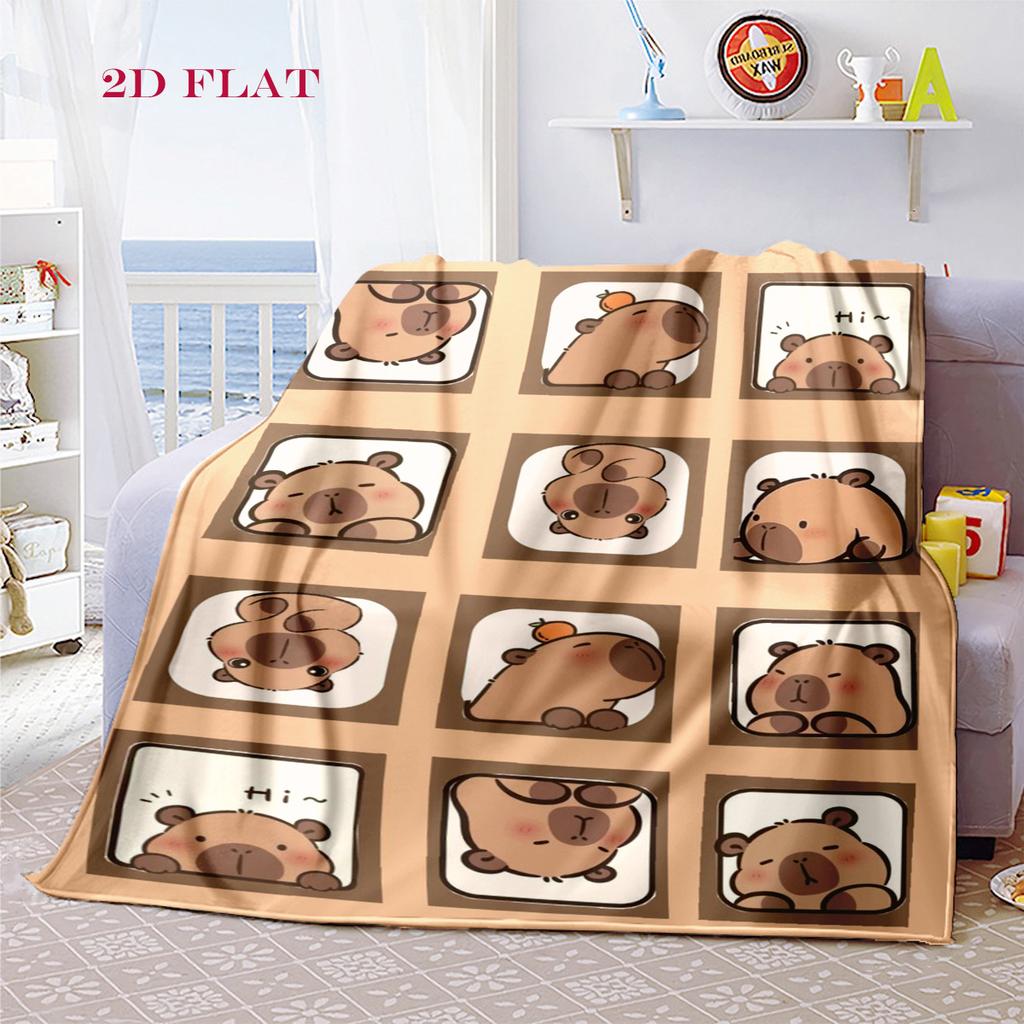 Adorable Capybara Moments Blanket Suitable for All Seasons Home Decor Christmas Gifts Digital Printing Office Rest Blanket
