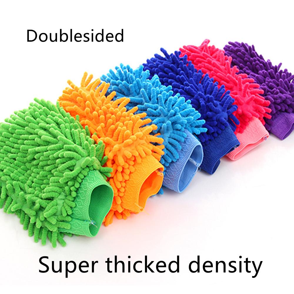 Microfiber Car Wash Double Sided Chenille Auto Gloves Ultra Absorbent Wash Super Thicked Density Sponge Scratch Car Cleaning