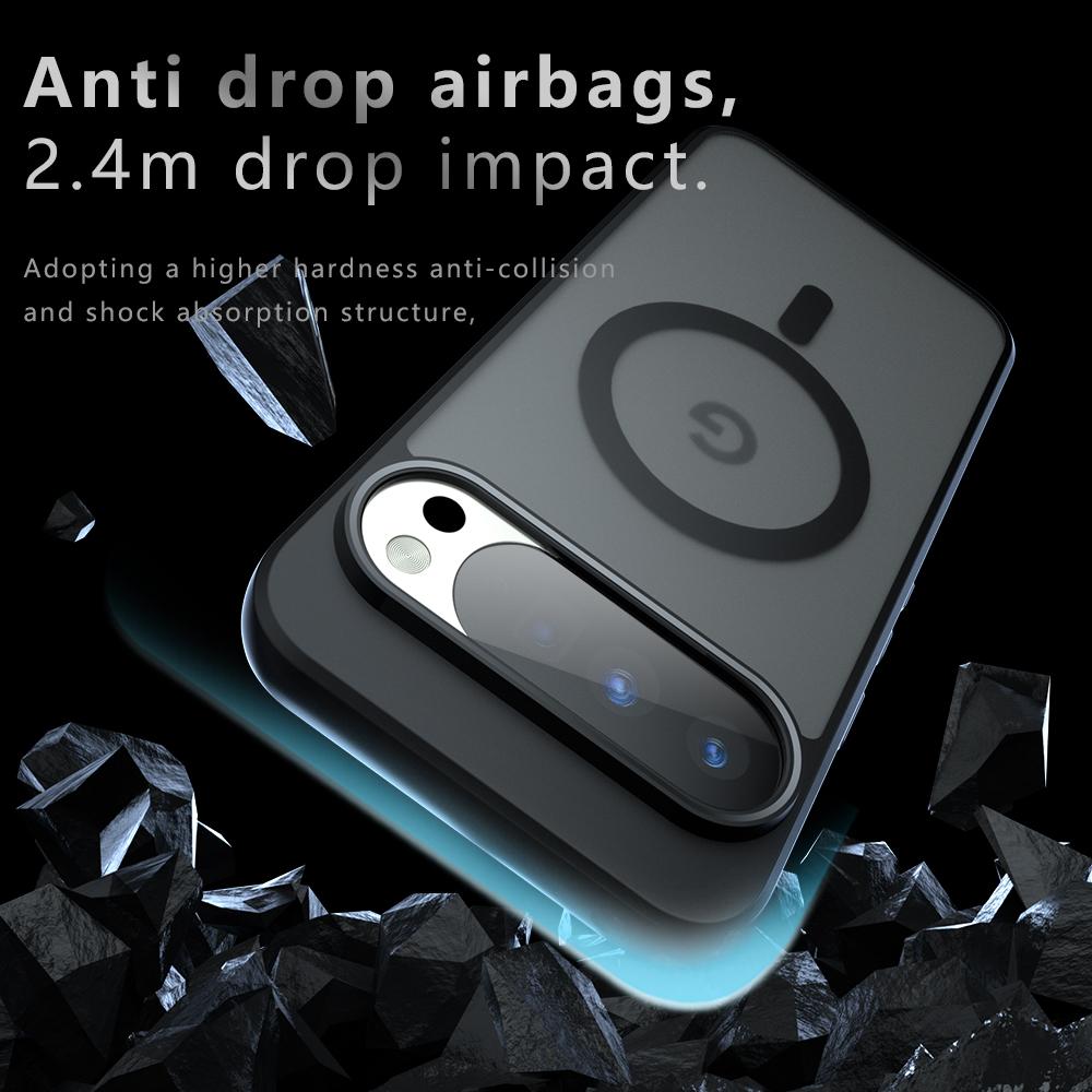 Magnetyczne etui na telefon z matową teksturą dla Google Pixel 8 9 10 Pro XL 9A 8A Poduszka powietrzna Odporne na upadek Ochronne Przezroczyste Pokrowiec CL001