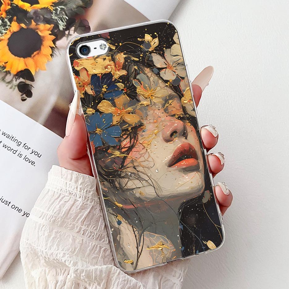 Für Apple iPhone 5 5S Hülle iPhoneSE Luxuriöse Bemalte Blumenhülle Weiche Silikon-Handyhülle Für iPhone SE 2020 2022 iPhone5 Fundas