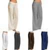 Women's High Waist Wide Leg Flare Pants - Cotton Linen Casual with Pockets