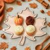 Christmas Themed Maples Leaf Snacks Tray Natural Wood Grooved Serving Dish for Candy Nut Holiday Table Decors