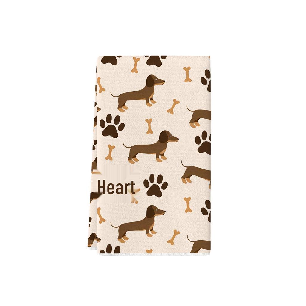 Assorted Cute Puppies Wearing Hats and Face Masks Tea Towels - Printed Kitchen Dish Towels and Rags